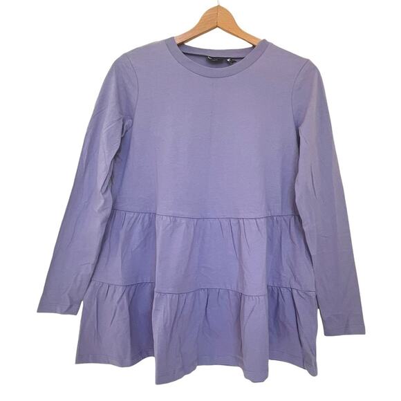 ASOS Maternity Top Sz 4 NEW Tiered Crew Neck Long Sleeve Lavender New With Tags - Picture 1 of 7